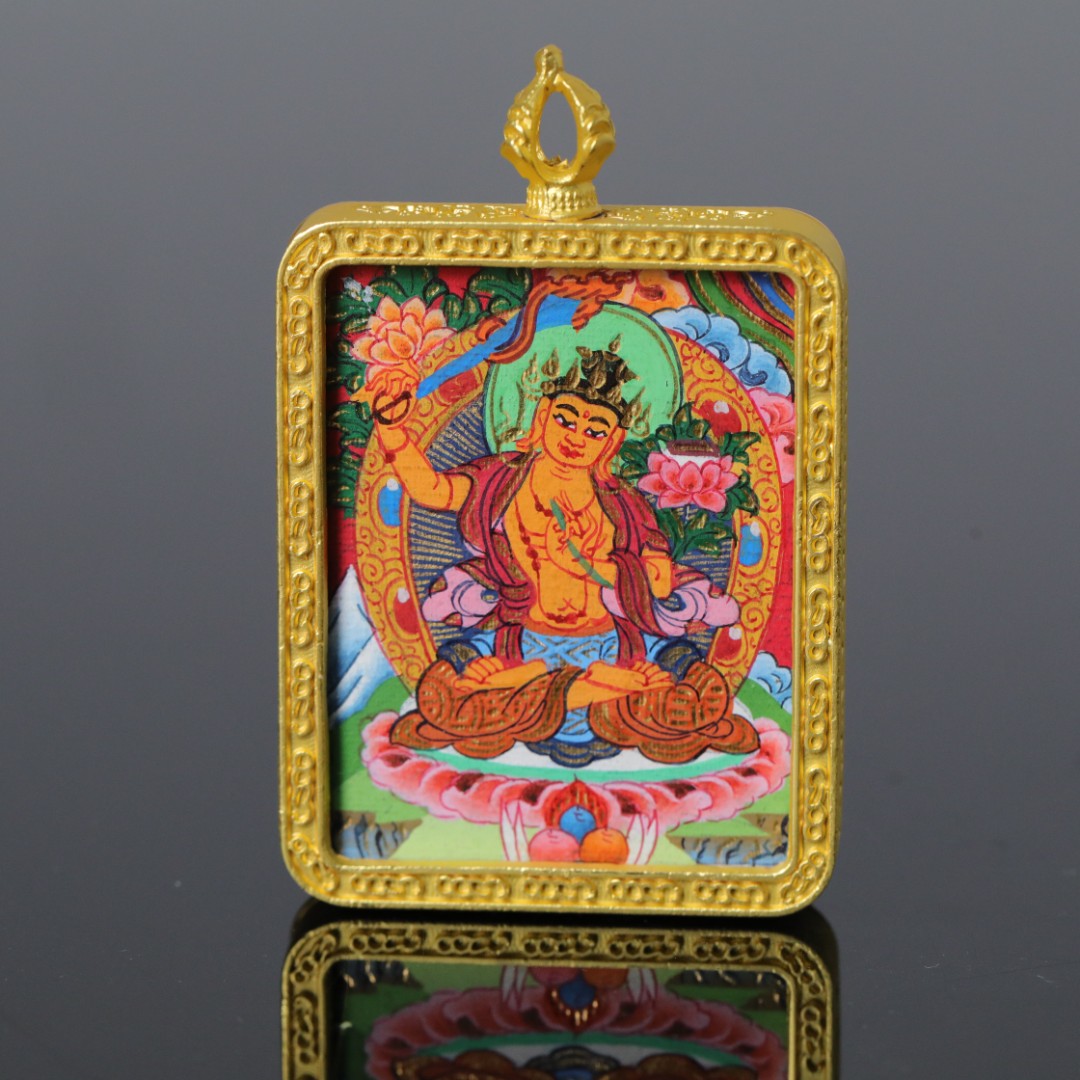 天然矿料-尼泊尔画师纯手绘-全彩唐卡文殊 MGTK2304-23
