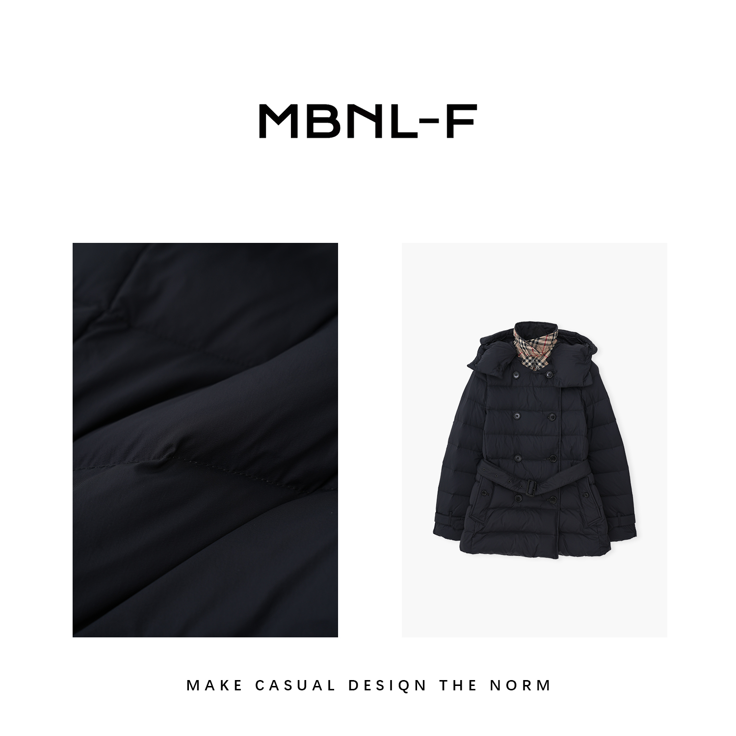 MBNL-F BBR鹅绒服双排扣连帽中长款羽绒服 XM-Y8033