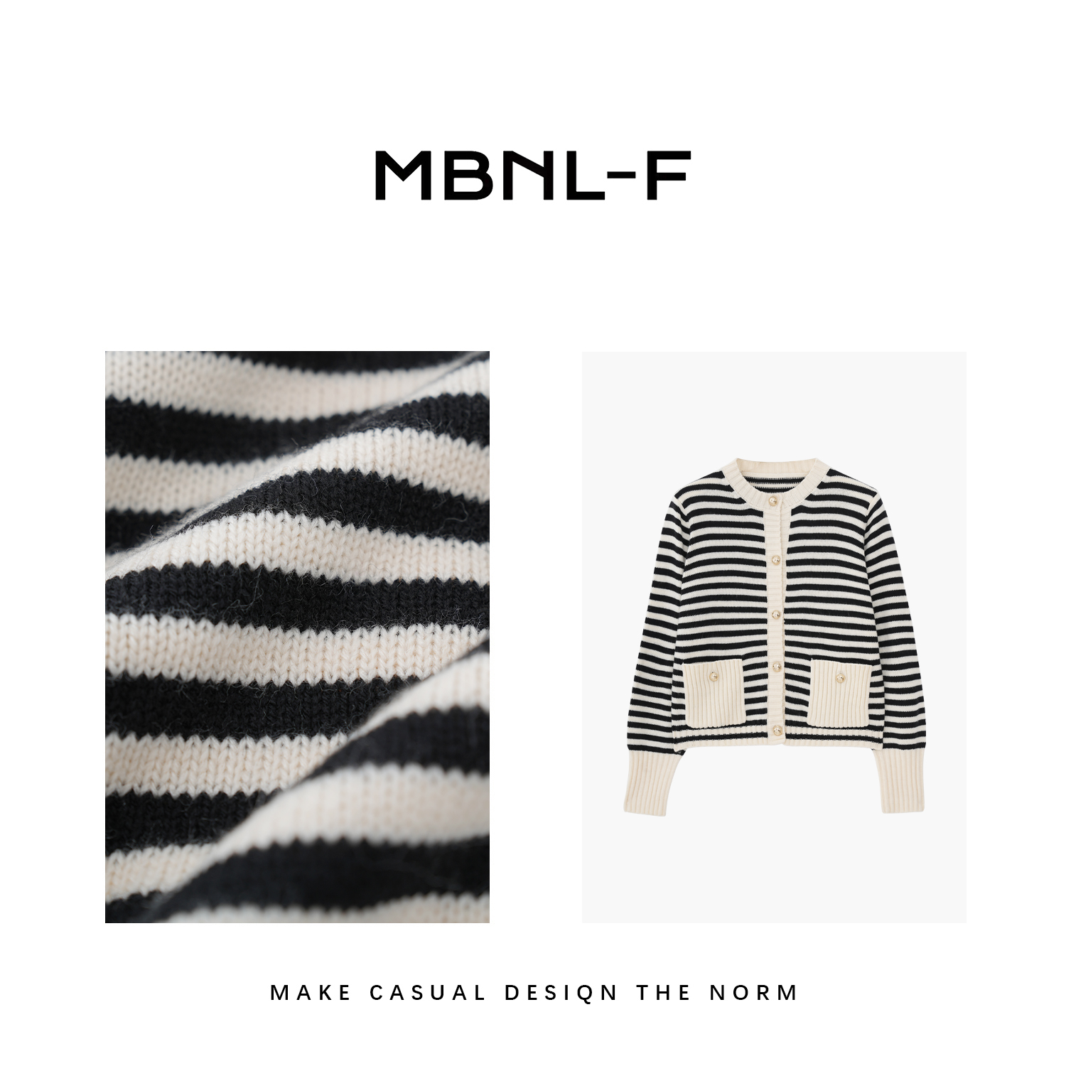 MBNL-F【条纹开衫】法式金扣条纹外套 XM-00239
