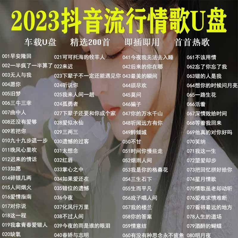 2023抖音网红新款歌曲MP3高音质优盘车载u盘音乐流行伤感情歌u盘