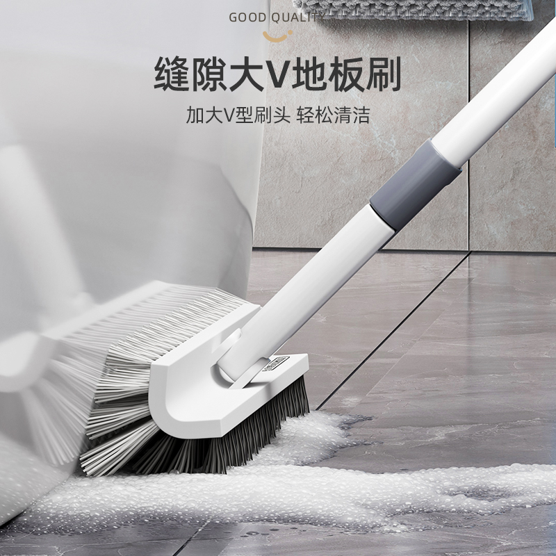 地刷卫生间厕所刷子浴室家用洗地缝隙清洁刷硬毛双效长柄地板刷子