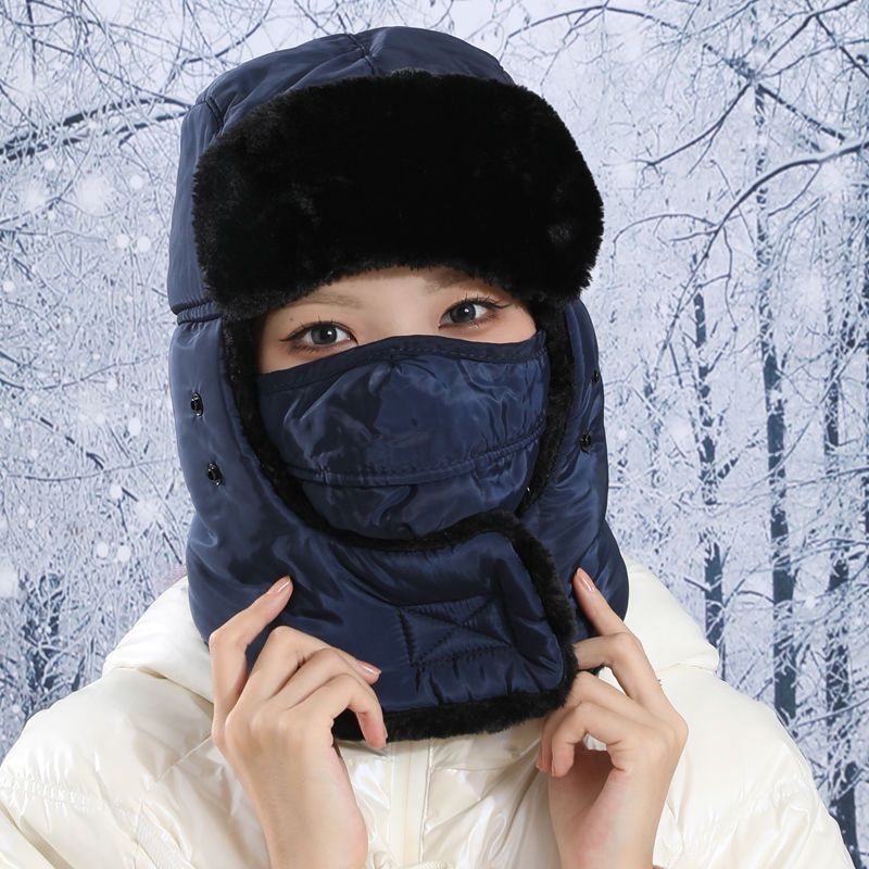 雷锋帽男户外骑车防风护耳帽东北棉帽老年人加厚迷彩帽子女冬季