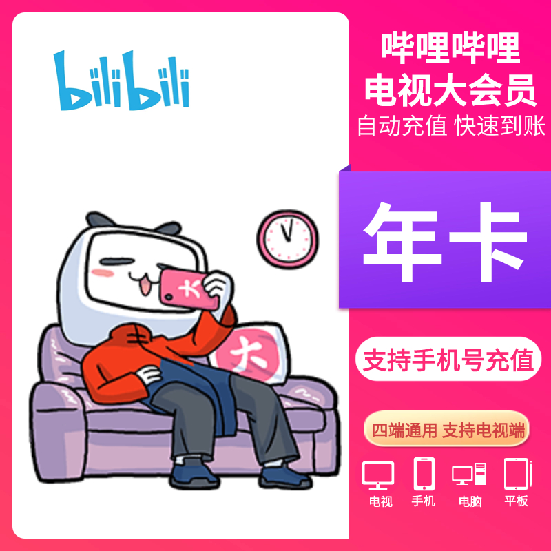 哔哩哔哩电视大会员年卡 bilibili电视大会员12个月 支持电视端