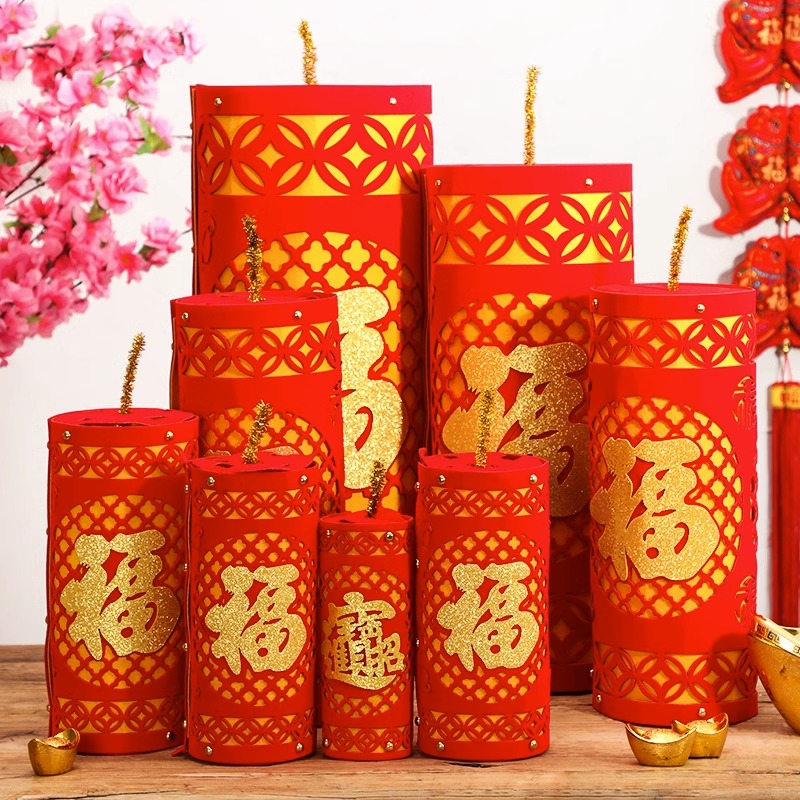 春节鞭炮装饰推头过年商场2023爆竹摆件新年坐炮场景布置用品