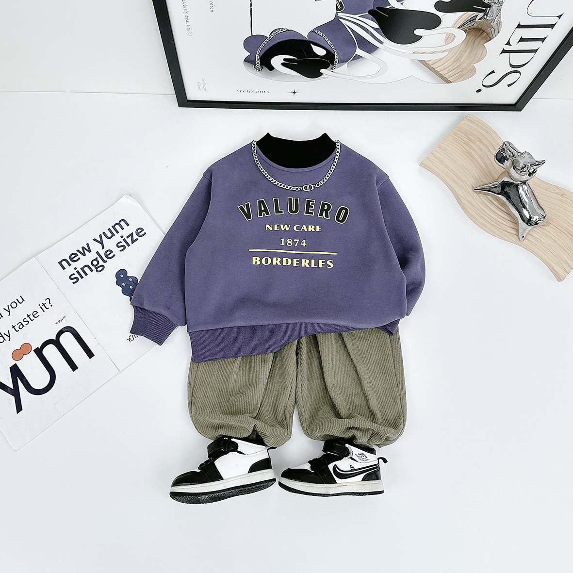 儿童卫衣加绒款长袖2023新款秋冬装男童 D-WG25473 悠悠童话童装