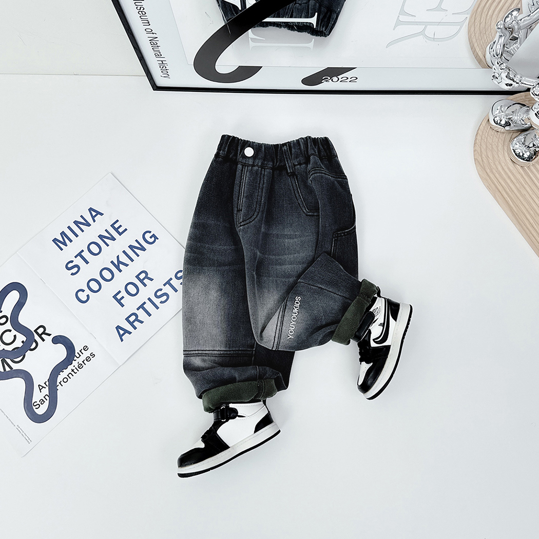 男童牛仔裤加绒裤子儿童2023新款秋冬装 D-CXF3170 悠悠童话童装