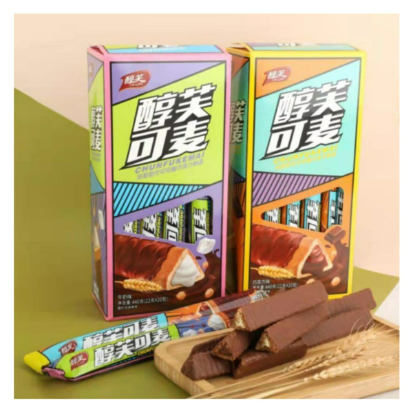 醇芙可麦涂层夹心巧克力牛奶棒网红三角酥长条酥巧克力休闲零食