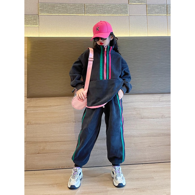 女童炸街秋冬套装2023新款6-12岁15岁网红时髦潮流女孩运动卫衣潮