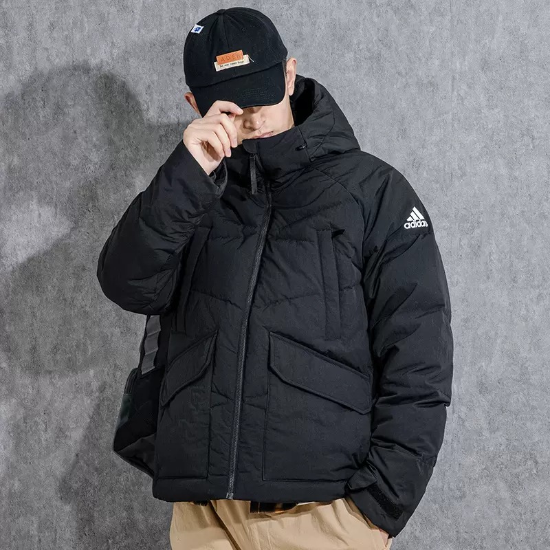Adidas阿迪达斯--新款男子户外时尚休闲运动保暖连帽羽绒服GT6538