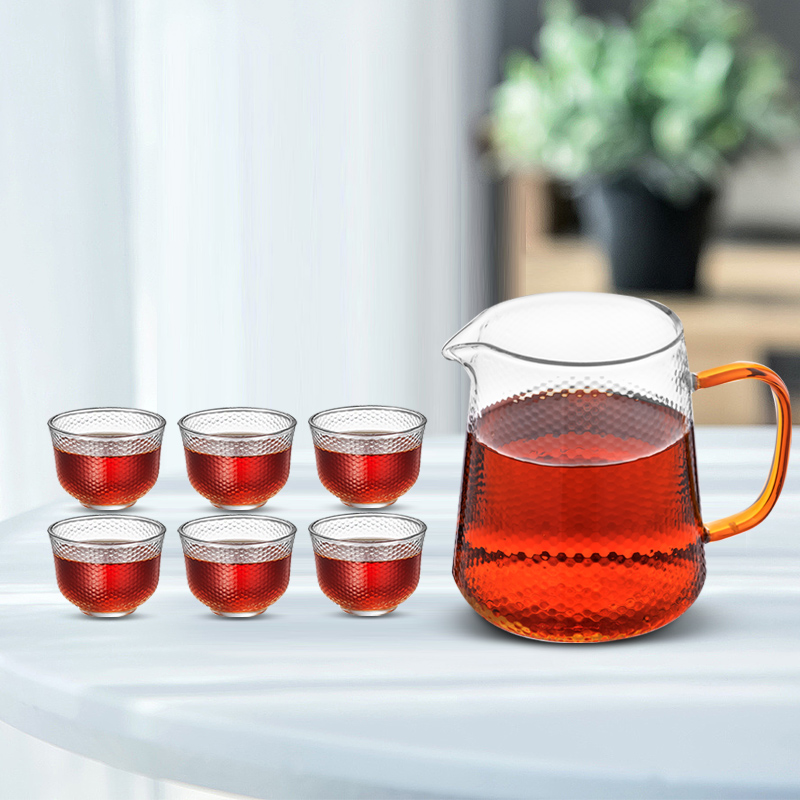 高硼硅耐热防爆可明火加热 一壶六杯玻璃透明茶杯耐用茶具过滤