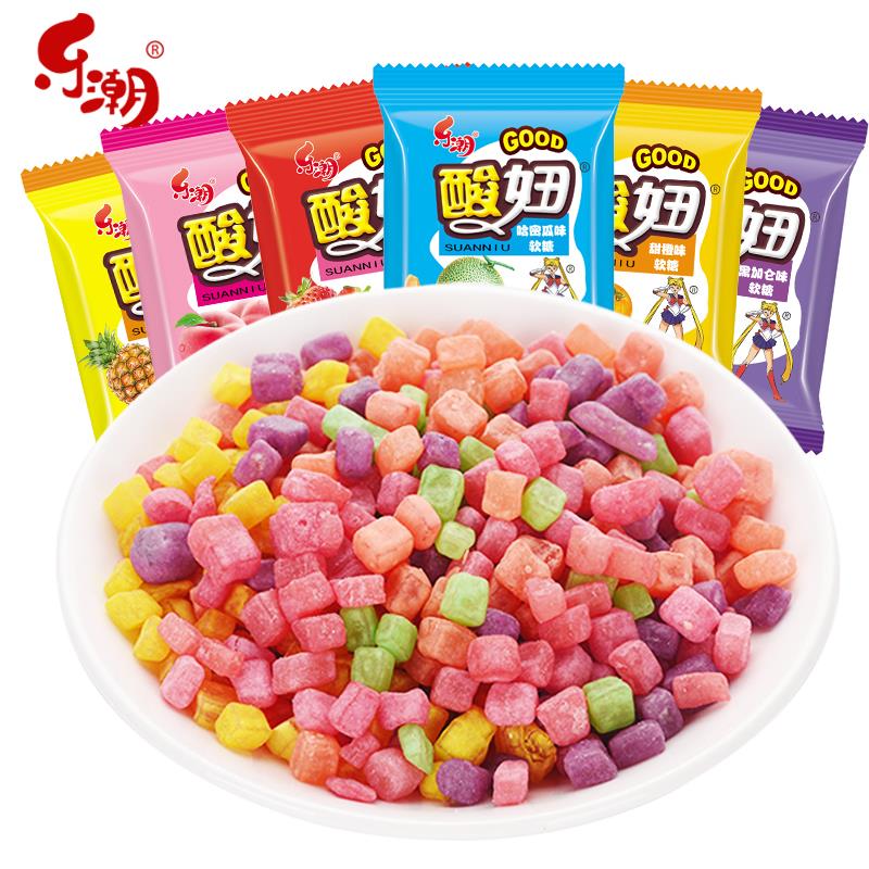 乐潮酸妞软糖组合混合水果味多味儿时大0后0后怀旧零食童年姜0g