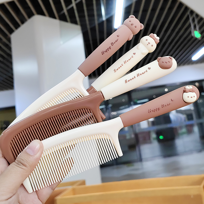 卡通立体小熊手柄美发梳子创意可爱卡通小动物顺发学生宿舍梳子