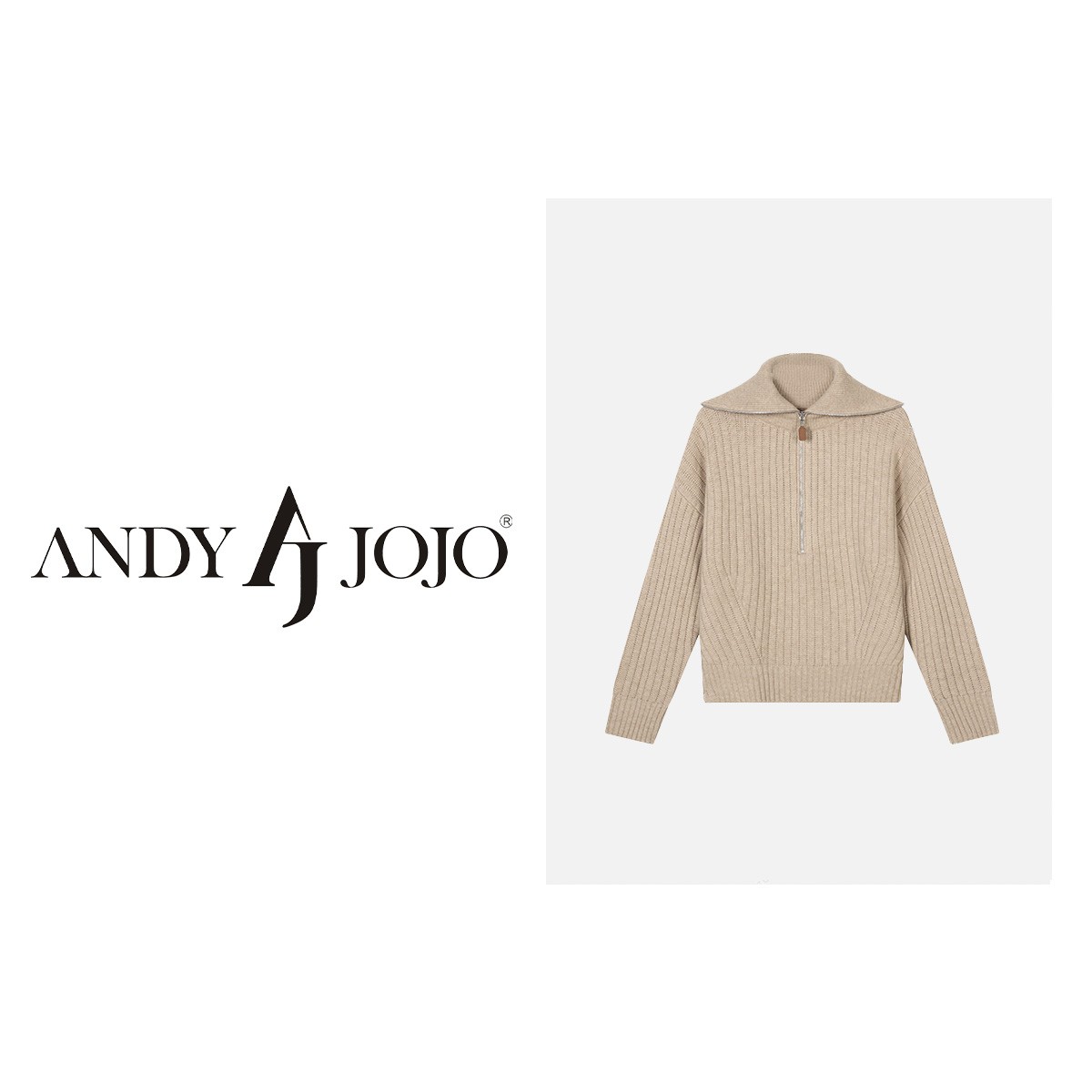 董先生&ANDY JOJO100%羊毛半开领毛衣拉链时尚长袖针织 29634