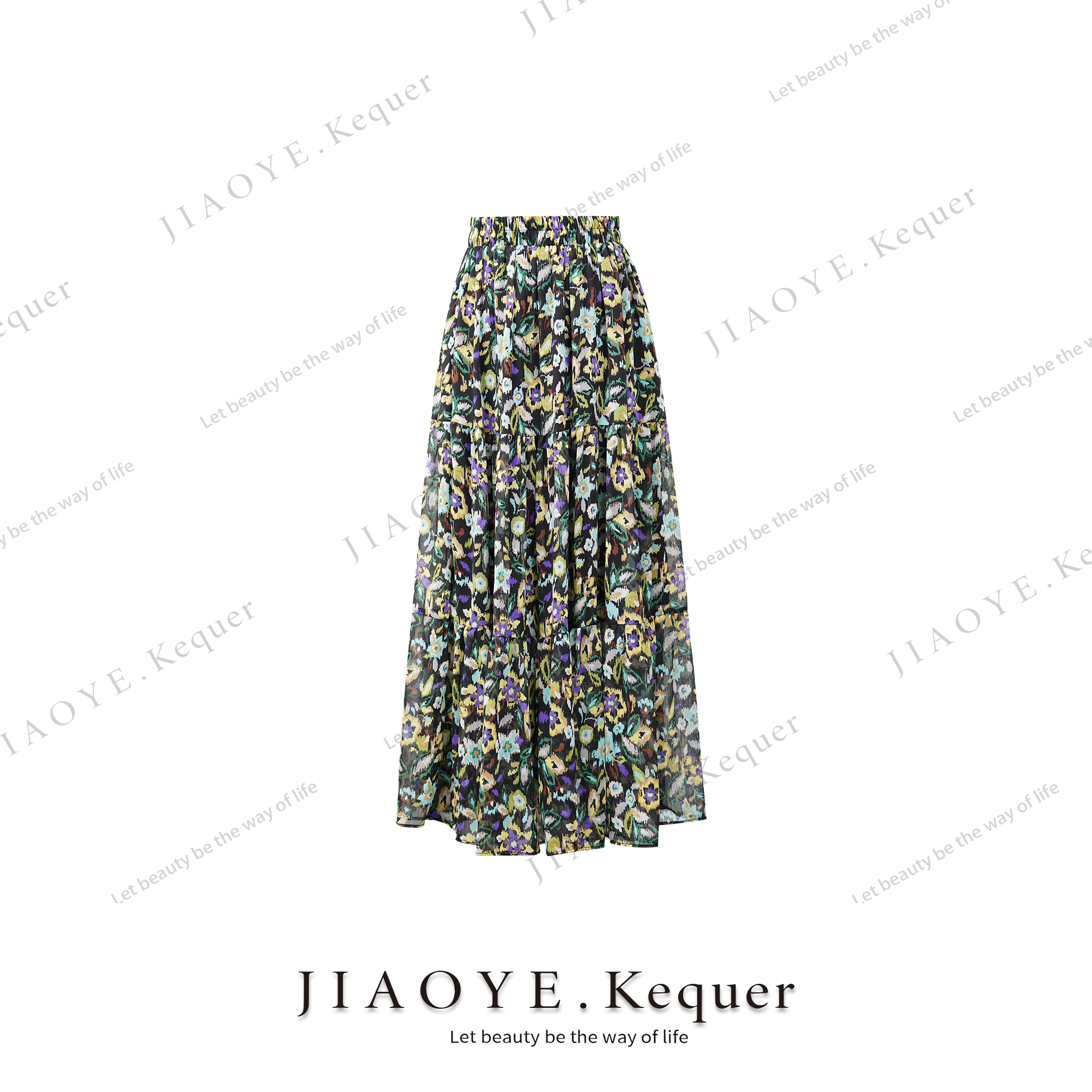 JiaoyeKequer 碎花半身裙显瘦气质春夏休闲沙滩 CP-304BQ-QC8858