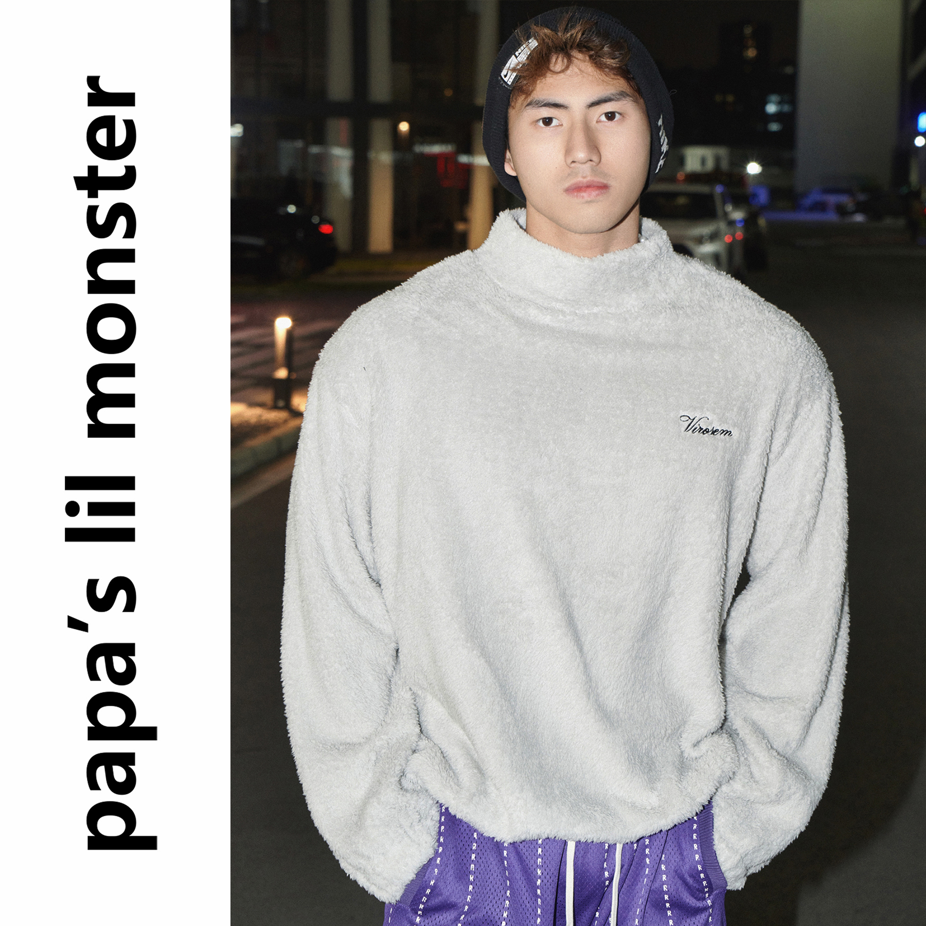 lil monster 半高领毛衣男款秋冬加厚慵懒风毛衣高级感