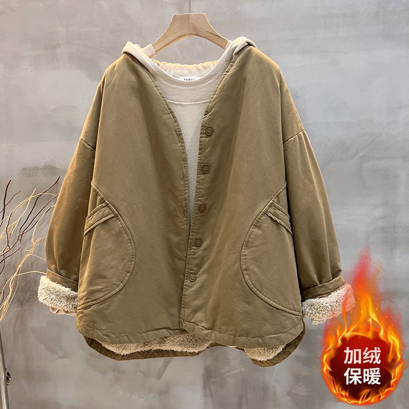 大码女装韩版时尚保暖棉衣秋冬新款宽松遮肉胖MM显瘦百搭外套潮