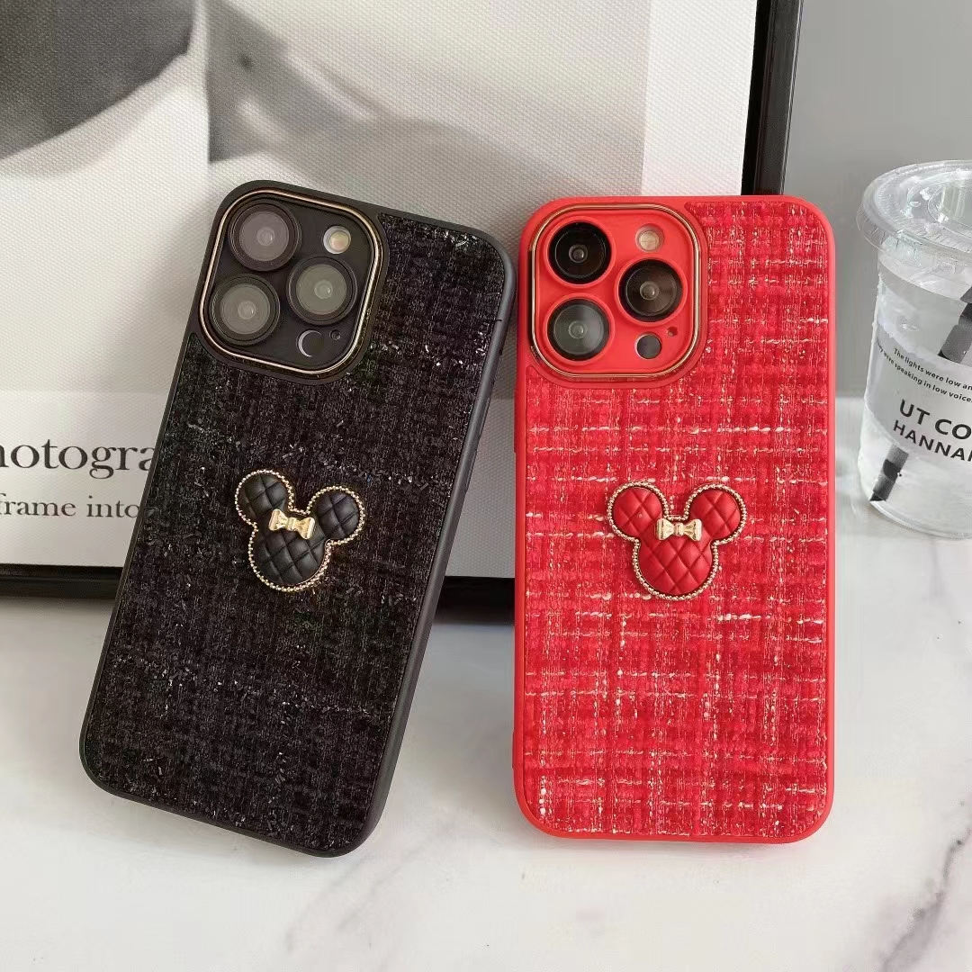 适用苹果14promax手机壳小香风绒布iPhone13pro立体高级感奢华女