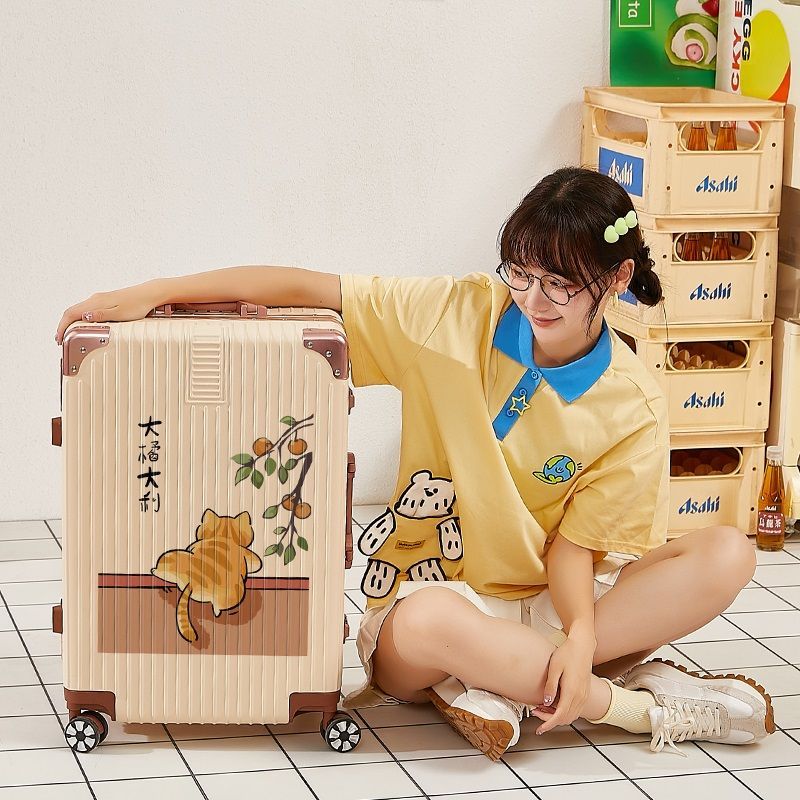 行李箱2023新款女卡通学生大橘大利卡通拉杆箱大容量旅行密码箱男