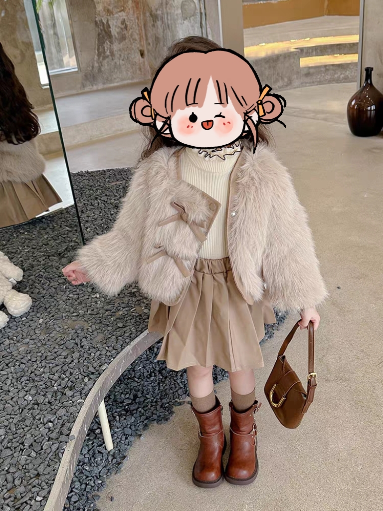 9947女宝蝴蝶结皮草