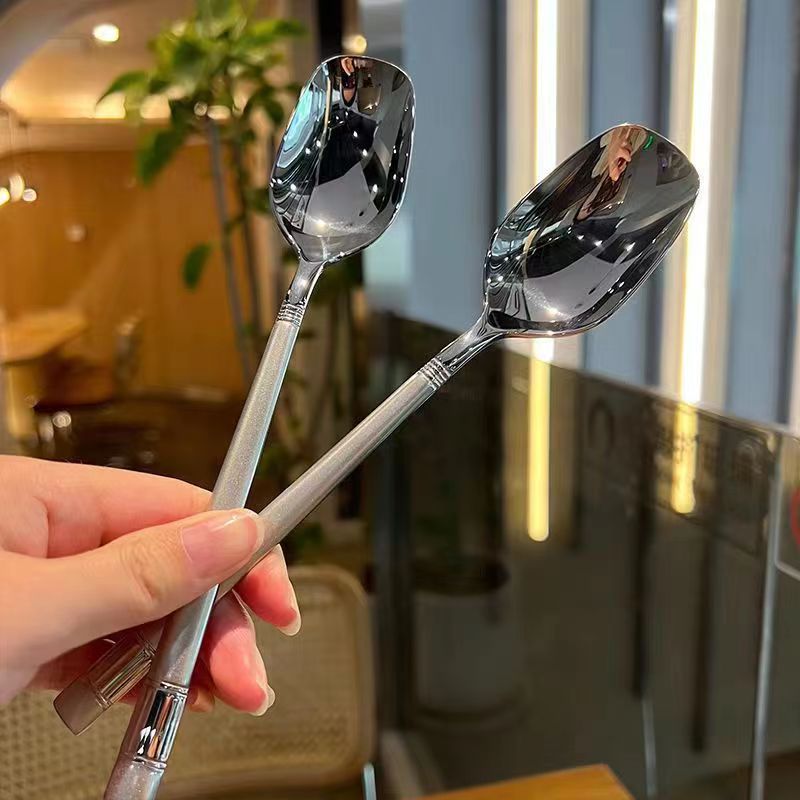 厨房配件长勺不锈钢加厚方头调羹汤勺辅食吃饭