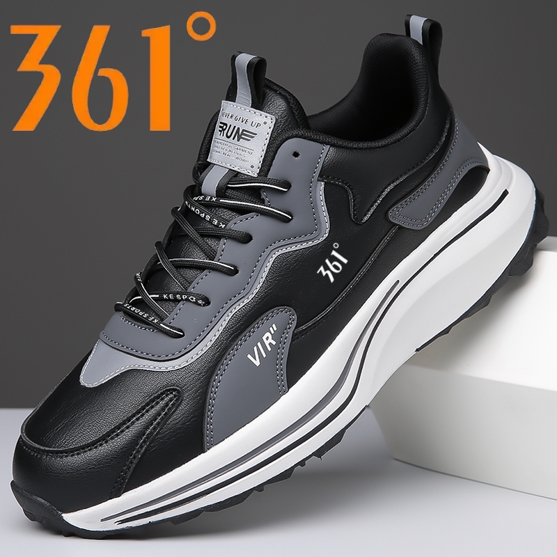 361度男鞋运动鞋2023秋冬新款皮面耐磨跑步鞋软底加厚减震休闲鞋