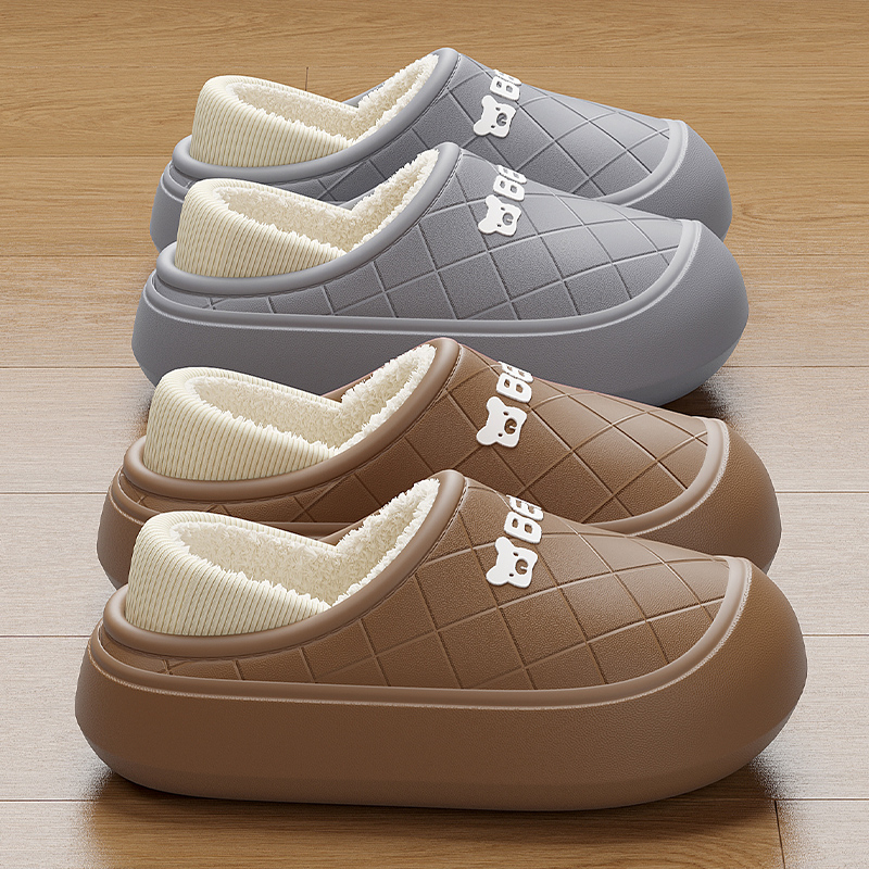 防水棉拖鞋女士冬季2023新款室内家居软底防滑厚底防滑棉鞋男外穿
