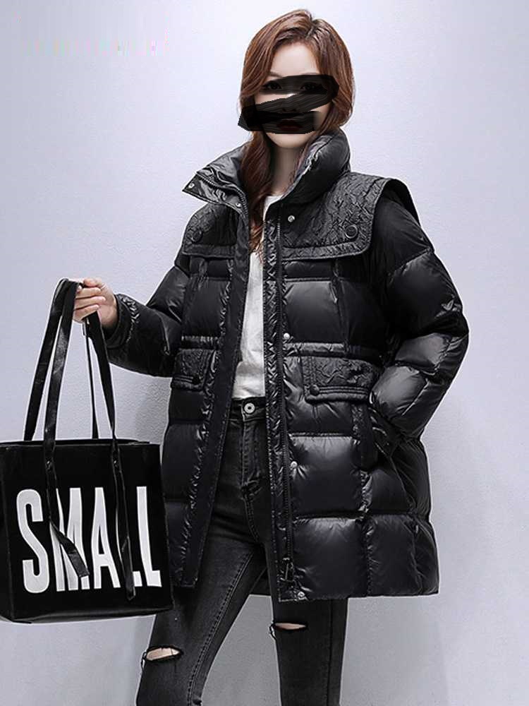 【TT】羽绒服时尚印花纹理大码连帽保暖外套女