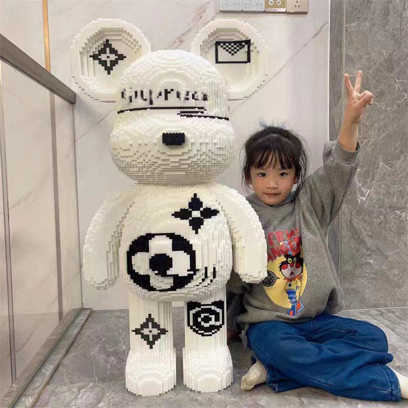 【KK】70CM巨型大白熊拼装积木潮玩高难度锻炼动手动脑高颜值摆件