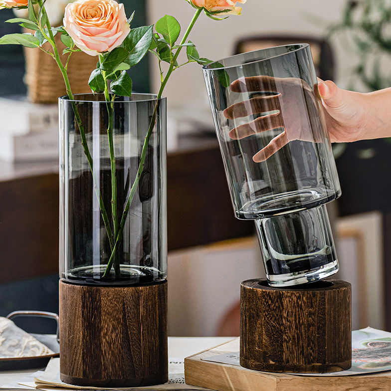 轻奢花瓶摆件简约创意原色玻璃水养鲜花百合玫瑰餐桌客厅插花装饰