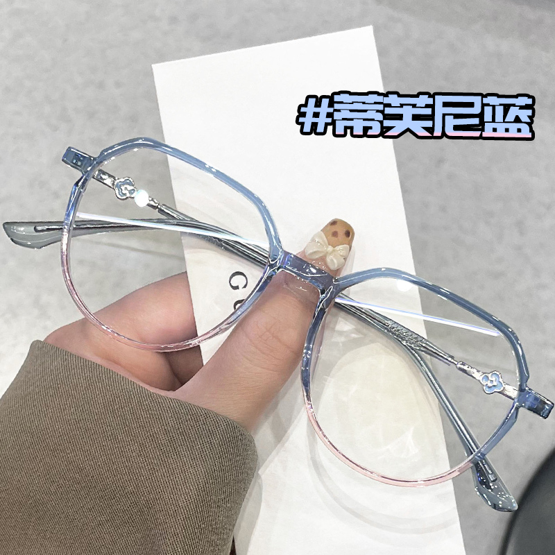 网红超轻防蓝光防辐射眼镜女近视散光有度数大框显脸小平光素颜镜