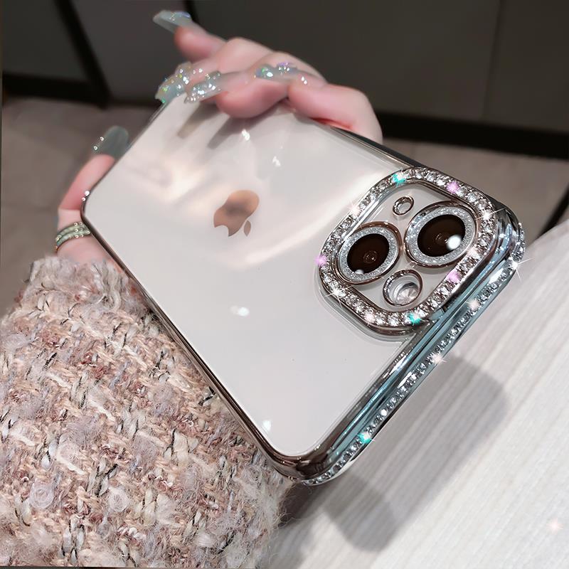 水钻苹果15promax手机保护壳透明矽胶iPhone14promax保护套13高级