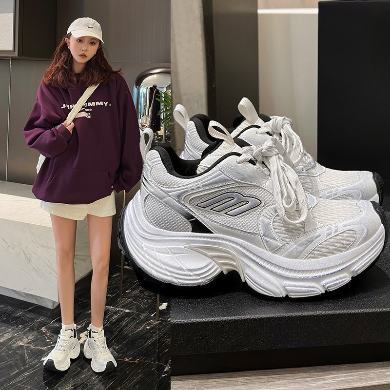 2024春季秀款10XL厚底老爹鞋女拼色百搭女鞋增高情侣运动鞋休闲鞋
