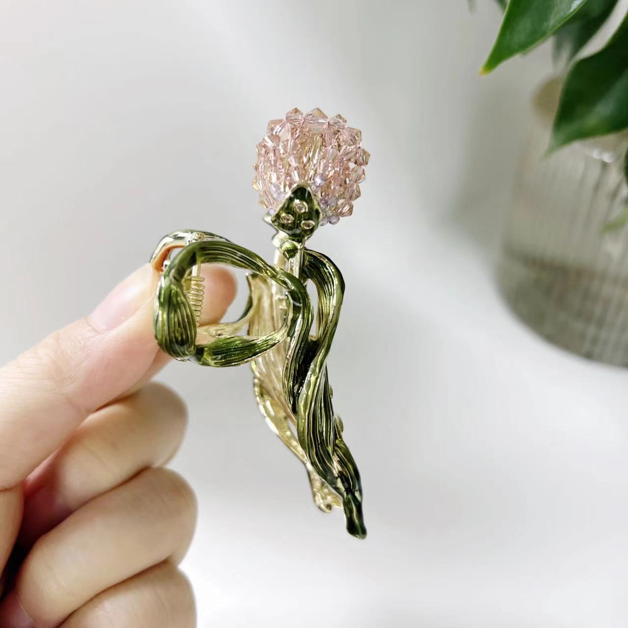 铜合金郁金香滴油花朵大抓夹鲨鱼夹