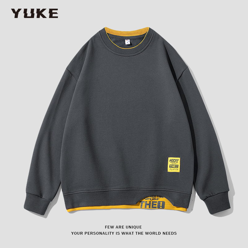 【YUKE】秋季新款假两件套头卫衣WY016