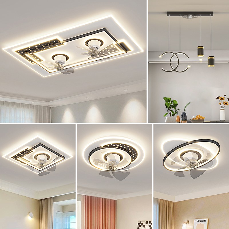 客厅风扇灯2023年新款现代简约家用大厅主灯可摇头卧室风扇吸顶灯