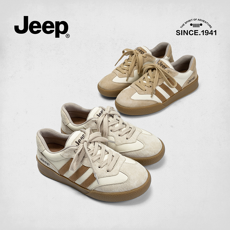 JEEP/吉普复古德训鞋女2023新款小众设计感厚底百搭运动休闲鞋ins