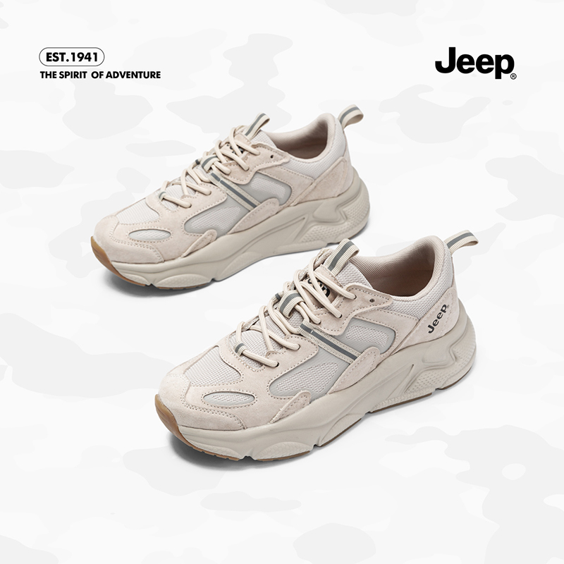 JEEP/吉普厚底老爹鞋2023新款百搭显脚小圆头复古透气运动休闲鞋6