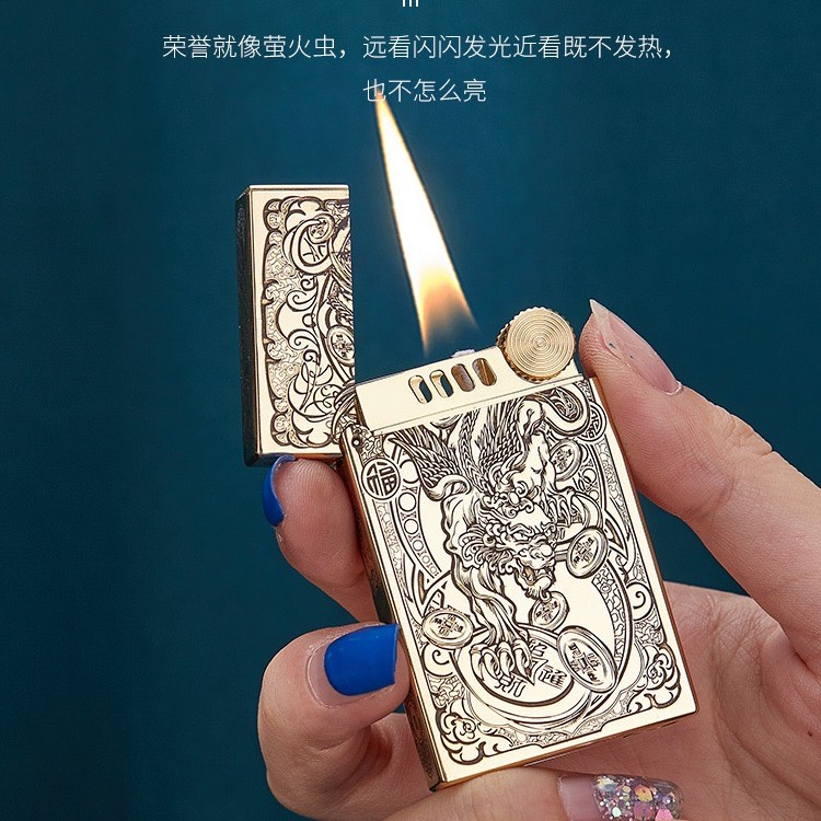 ZORRO佐罗552朗声煤油打火机防风纯黄铜个性朗声五面精雕打火机