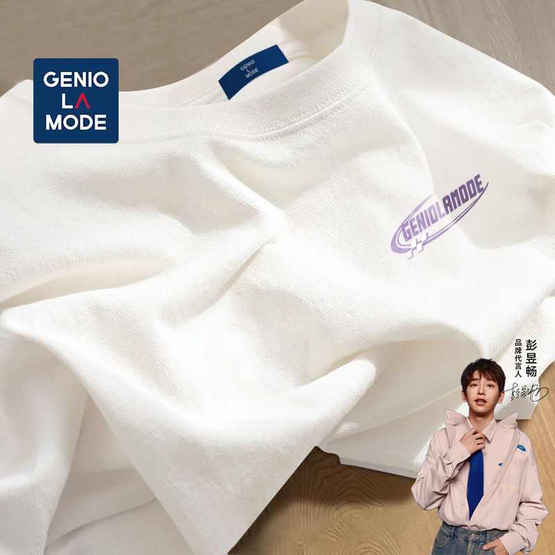 GENIOLAMODE美式潮牌短袖t恤男夏季纯棉正肩青少年宽松圆领体恤衫