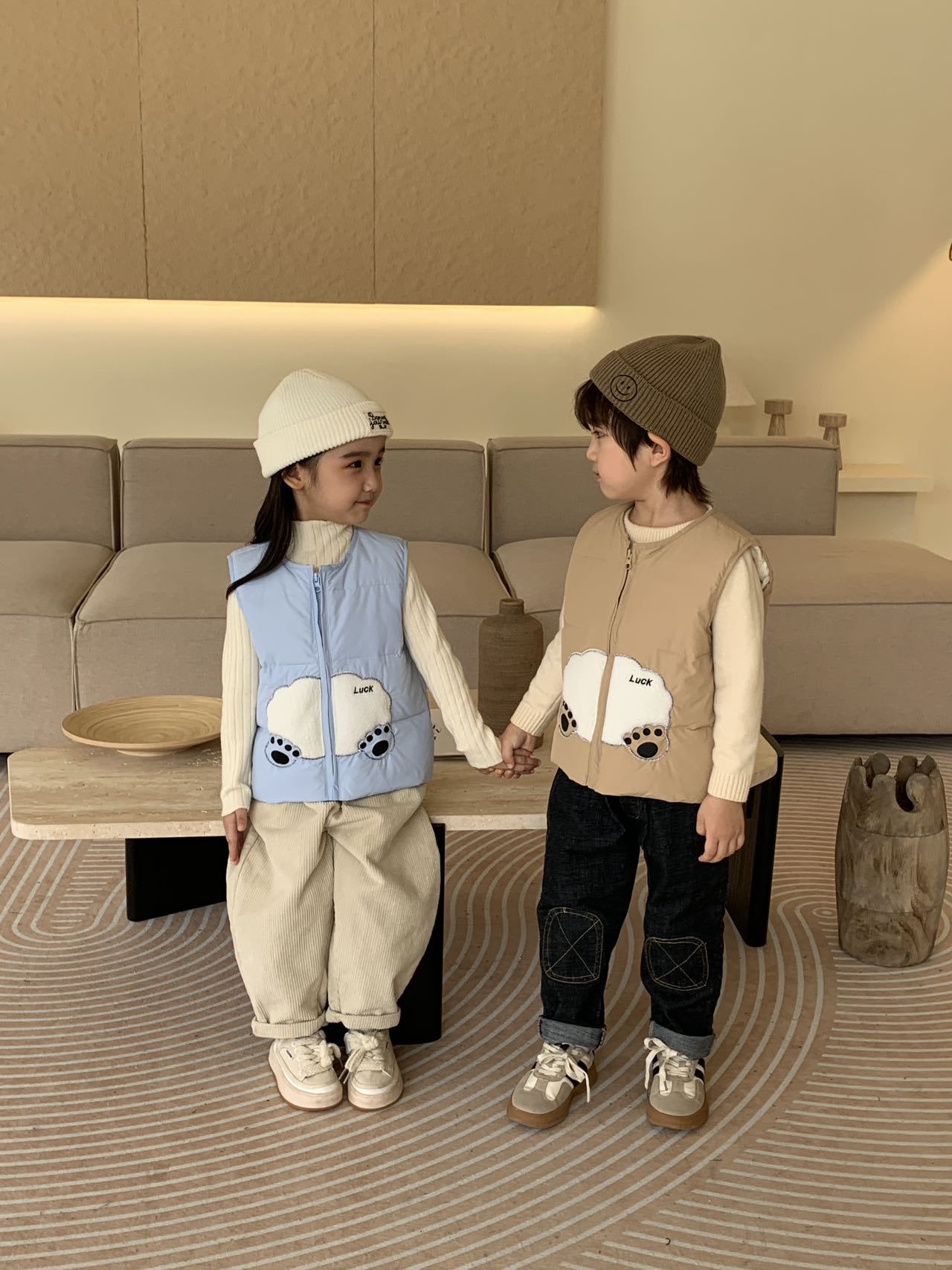 羽绒服保暖马甲大小童时尚爪爪加厚坎肩开衫背心洋气百搭韩版