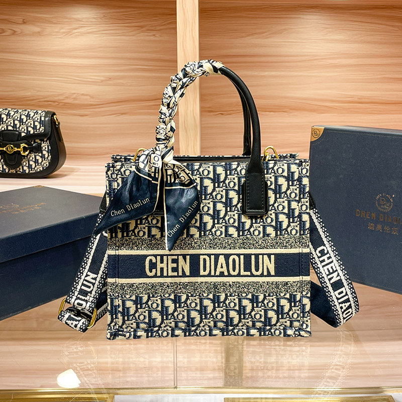 大容量帆布刺绣托特包2023秋冬新款手提单肩斜挎包女士通勤大包潮