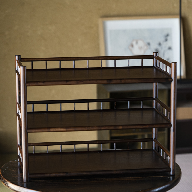 【北北书法】楠竹博古架三层（Q1145）长45cm*宽25cm*高30cm家用