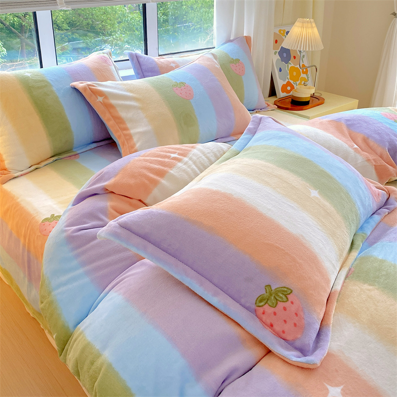 双面牛奶绒被套 单件150x200x230学生宿舍单人加厚冬天珊瑚绒被罩