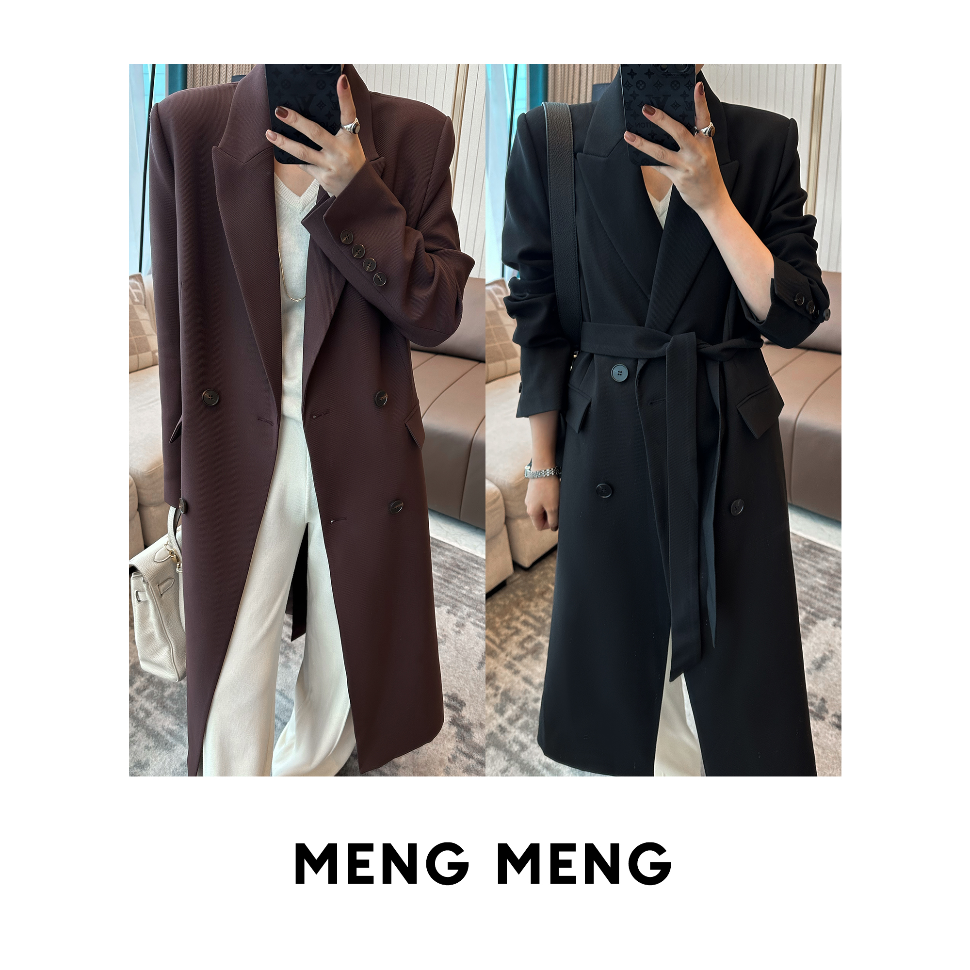 THE MENG【舒曼】高端斜纹定定制抗皱双排扣长款西装#WH3945