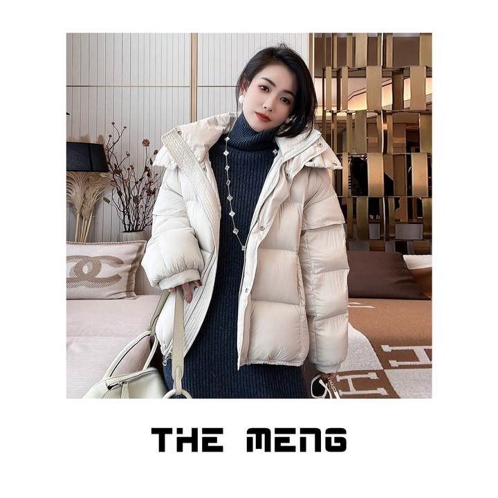 THE MENG【温暖】甄选90白鸭绒立领连帽羽绒服#WA9875