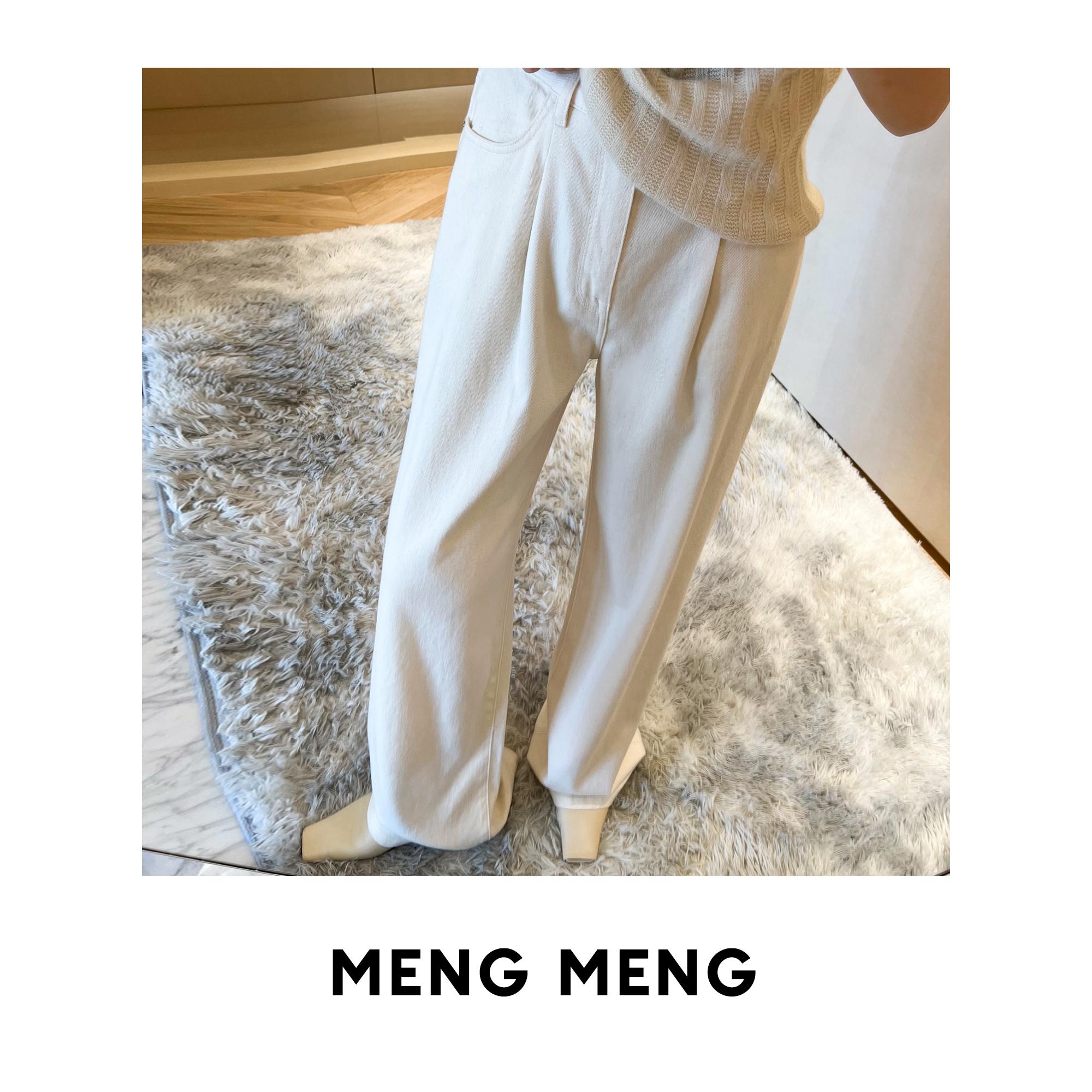 THE MENG【极昼】新疆棉气质直筒设计感牛仔裤#KZ2713