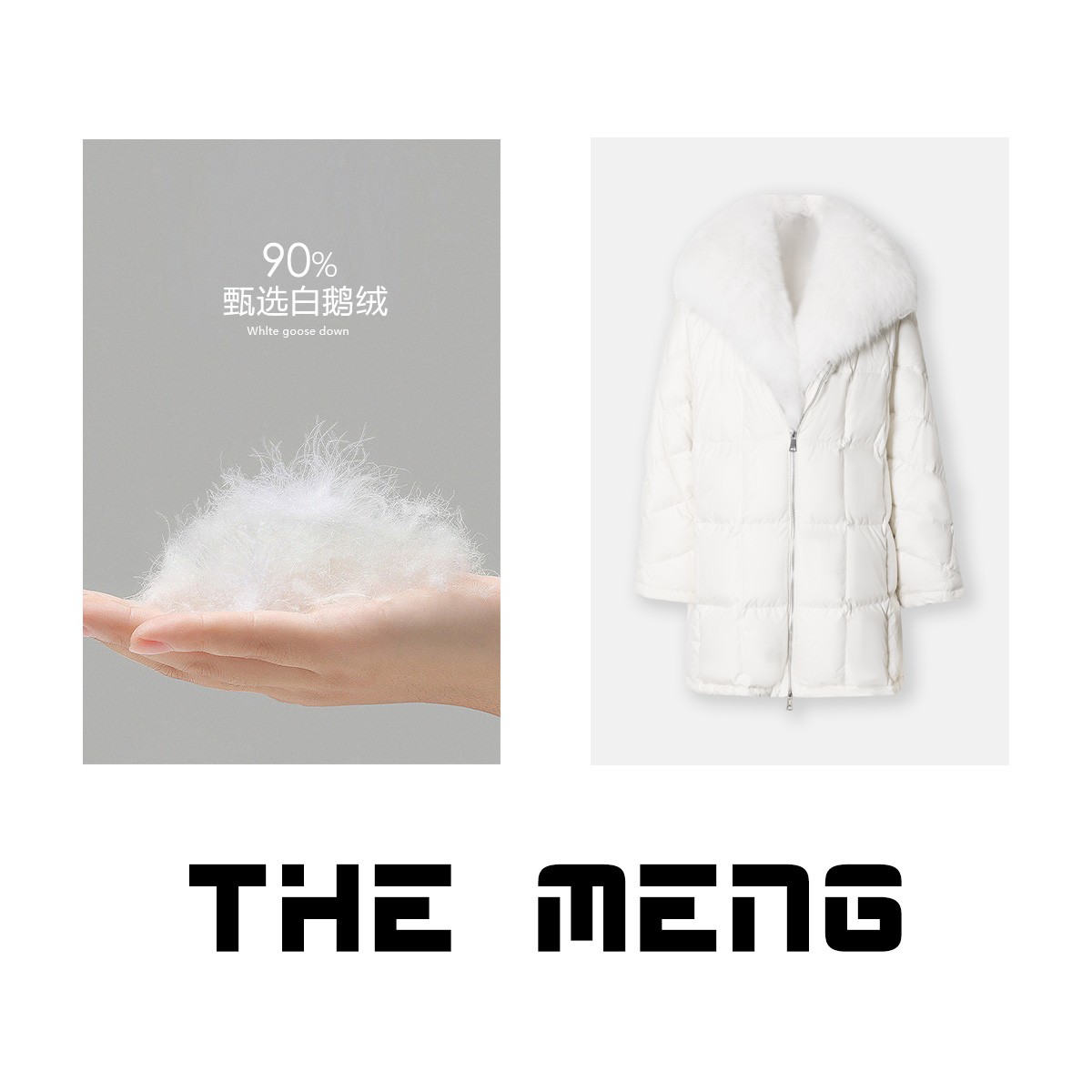 THE MENG【极光】90白鹅绒&大条狐狸毛领中长款羽绒服#M234N009
