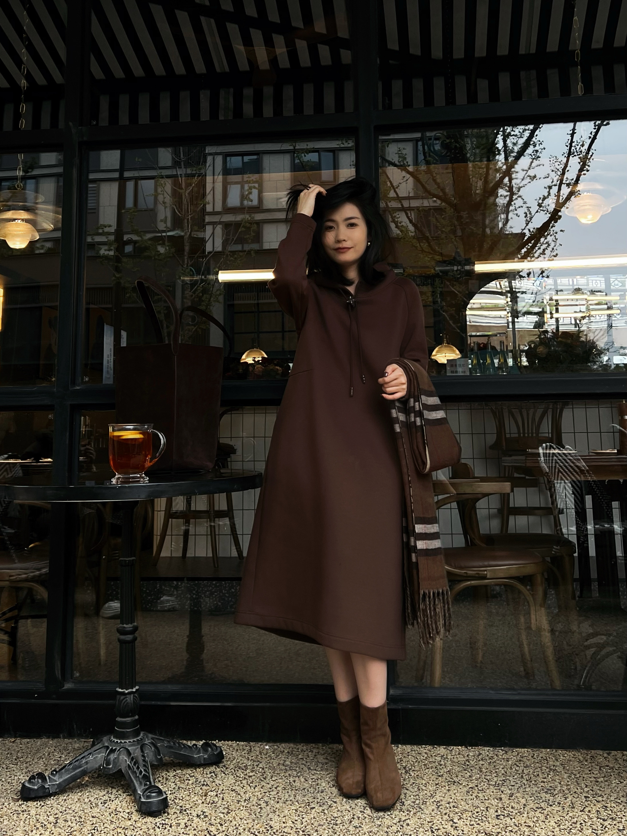 THE MENG【简意】美拉德极简通勤大女主加绒连衣裙#QZ3560