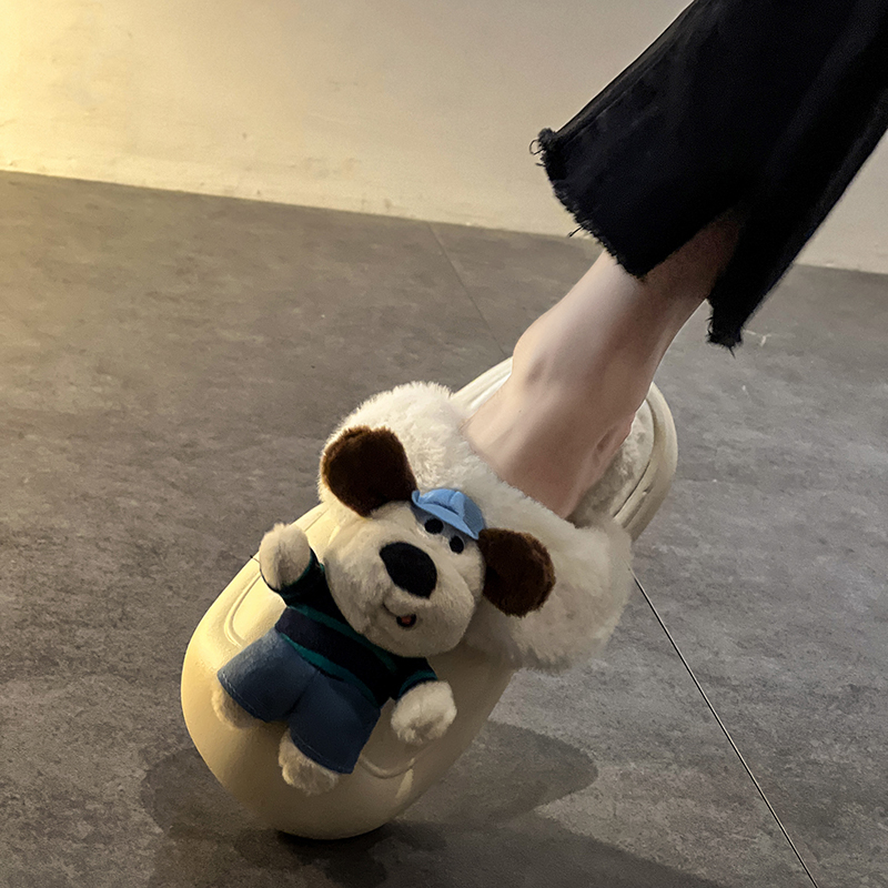 MAILEMAO/麦乐猫可爱卡通拖女今年流行2023冬新款加绒防水包头拖