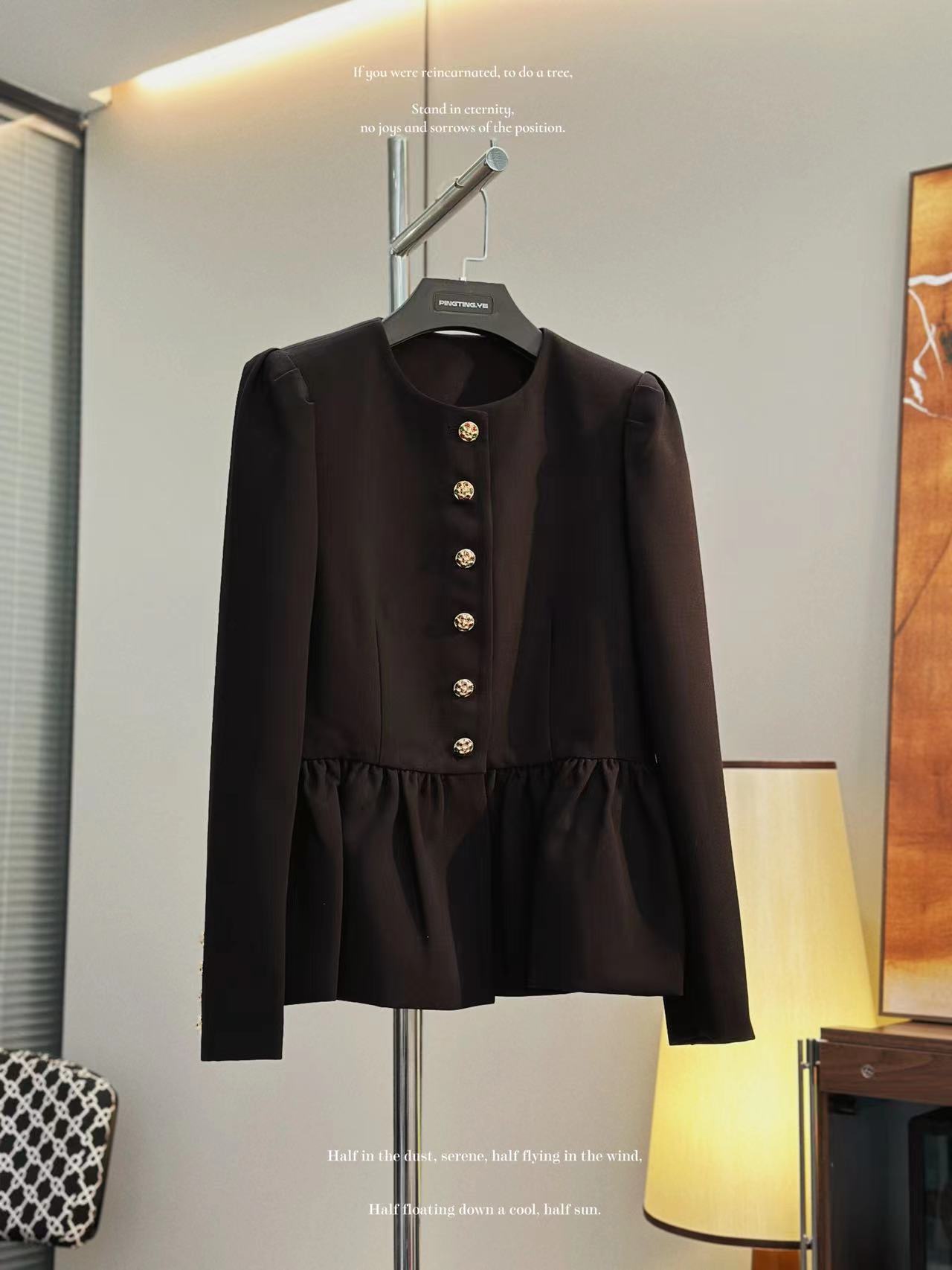 【特】时尚百搭气质荷叶摆设计感休闲外套22517